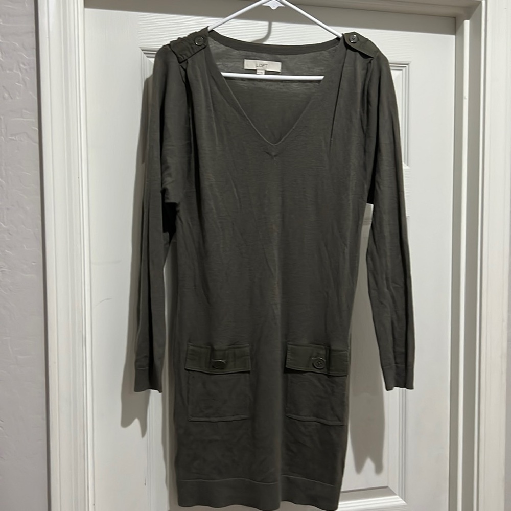 Loft green sweater mini dress SIZE XS